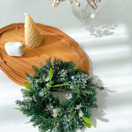 超早割クリスマス2025 エバーグリーン ヤドリギクリスマスリース