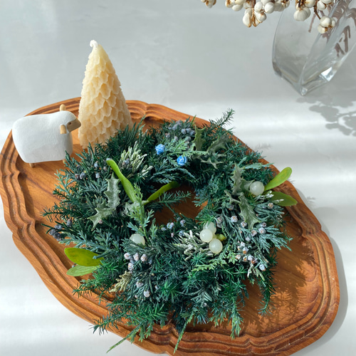 超早割クリスマス2025 エバーグリーン ヤドリギクリスマスリース