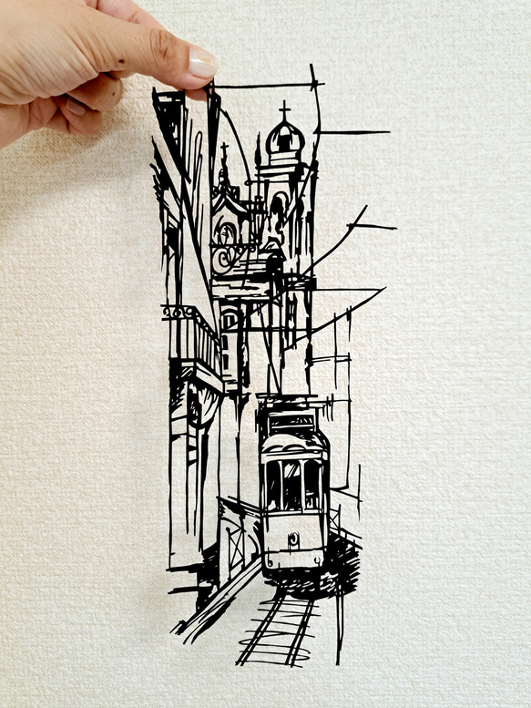 切り絵アート ポルトガル リスボンの街並み 切り絵 紗布-Sau 切り絵アート ポルトガル リスボンの街並み 切り絵 紗布-Sau