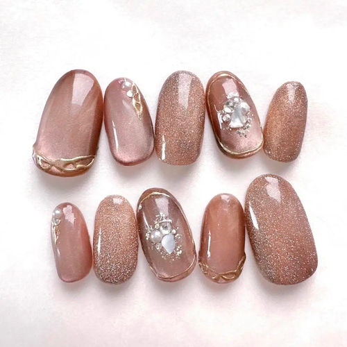 ネイルチップ ブラウンマグネットネイル ネイルチップ（つけ爪