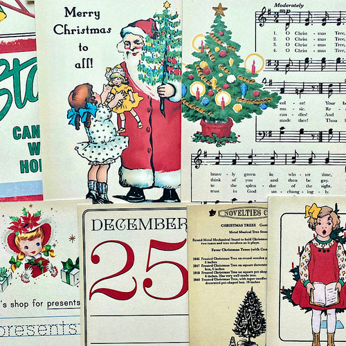 P345コラージュ素材】海外紙モノ クリスマス デザインペーパー