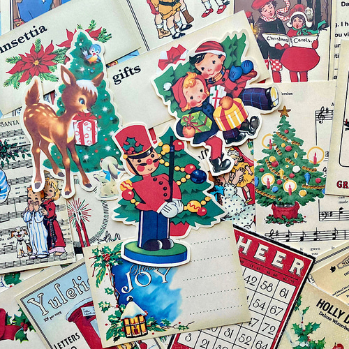 P345コラージュ素材】海外紙モノ クリスマス デザインペーパー