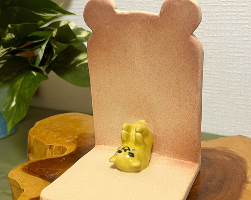 陶器のブックエンド きいろいクマ その他インテリア雑貨 Haruka