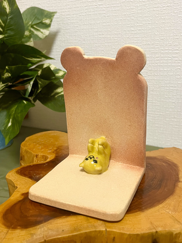 陶器のブックエンド きいろいクマ その他インテリア雑貨 Haruka