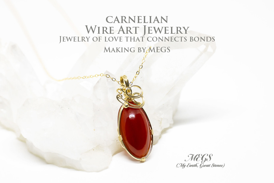 カーネリアン ～Sunday『曜日石：日曜日』ワイヤーアートペンダントトップ