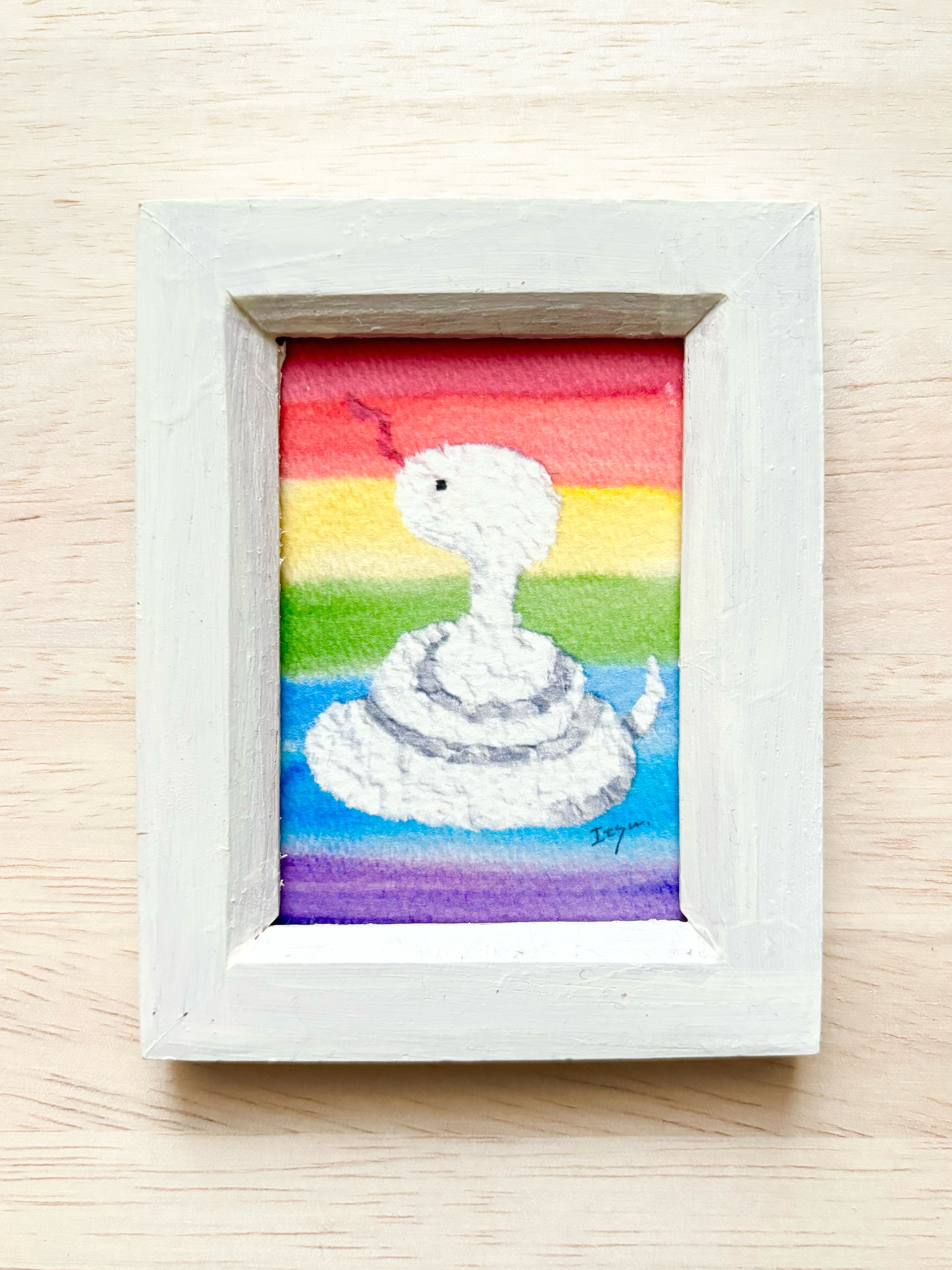 「白蛇」原画壁掛け絵画ちぎり絵 白蛇」原画壁掛け絵画ちぎり絵