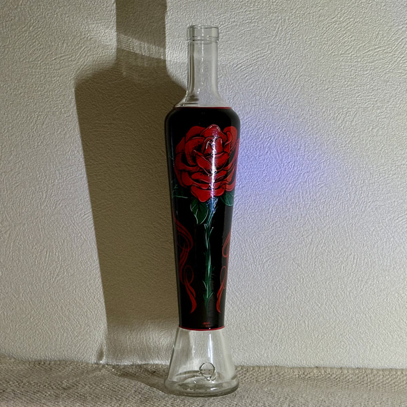 ウイスキーボトル お香立て 薔薇 一点物 ハンドペイント ピン
