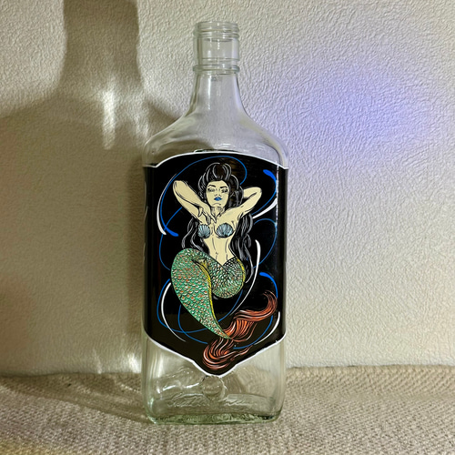 ウイスキーボトル お香立て マーメイド 一点物 ハンドペイント ピン