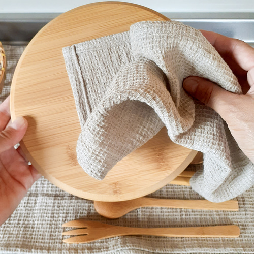 ふぞろいサイズのキッチンクロス二枚組 ふきん リネンワッフル タオル