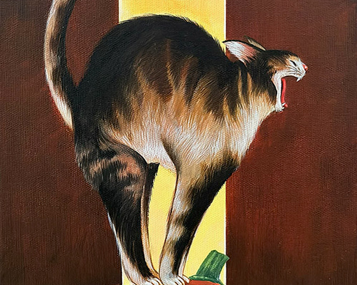 「ハロウィン　キャット」油絵　原画　オリジナル　１点物　絵画 ハロウィン キャット」油絵 原画 オリジナル 1点物 絵画
