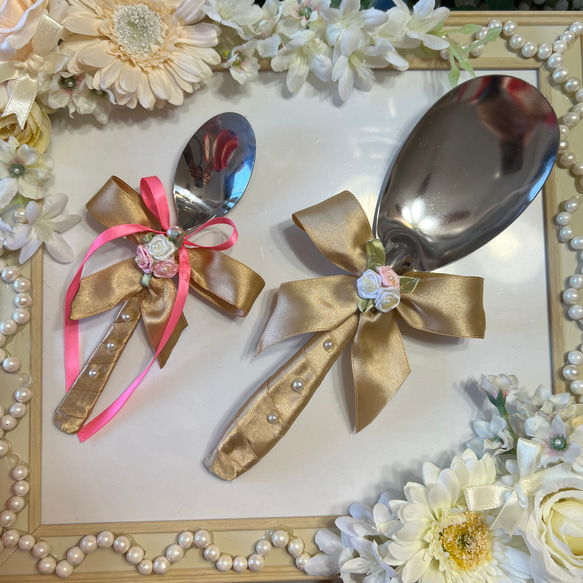 【送料込】リボン付きファーストバイト結婚式ビッグスプーン ビッグスプーン専用チュールリボン | ビッグスプーンレンタル館