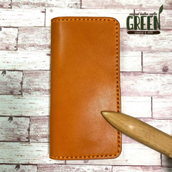 2枚ポケット付き ヌメ革iPhoneケース ナチュラル スマホケース 手帳型