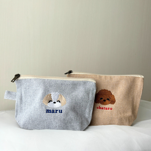 楽天市場】日本製 犬柄刺繍 メッシュ フラットポーチ プードル