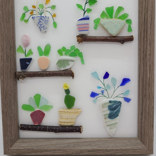 植物のある暮らし〉シーグラスアート＊観葉植物・サボテン＊シー陶器