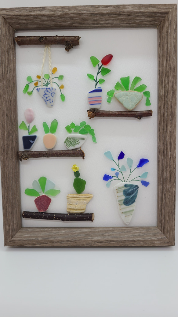 植物のある暮らし〉シーグラスアート＊観葉植物・サボテン＊シー陶器