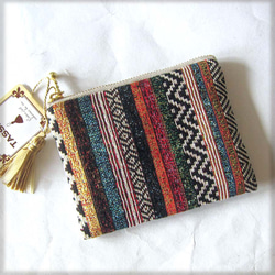 再販スペイン生地　S色のミルフィーユ　ポーチ　ボーダー・ストライプ　コスメ入れ　薬入れ　鍵入れ　小物整理 1枚目の画像