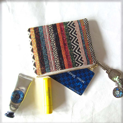 再販スペイン生地　S色のミルフィーユ　ポーチ　ボーダー・ストライプ　コスメ入れ　薬入れ　鍵入れ　小物整理 2枚目の画像