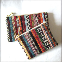 再販スペイン生地　S色のミルフィーユ　ポーチ　ボーダー・ストライプ　コスメ入れ　薬入れ　鍵入れ　小物整理 5枚目の画像