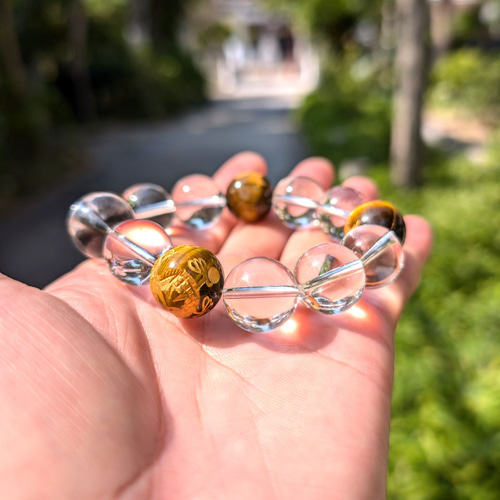 運命が好転する！金彫四神獣 タイガーアイ 本水晶 クリスタル