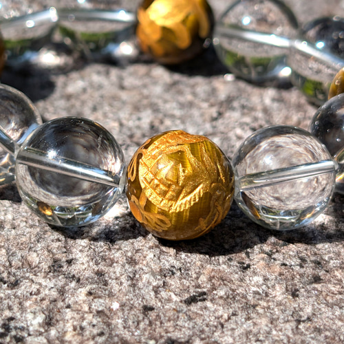 運命が好転する！金彫四神獣 タイガーアイ 本水晶 クリスタル