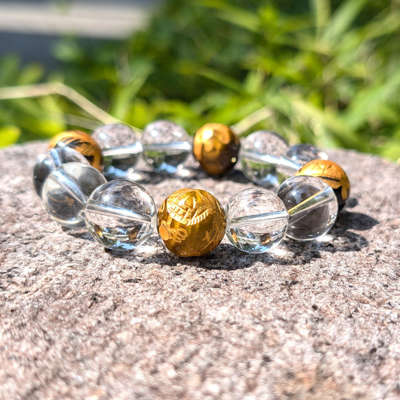 運命が好転する！金彫四神獣 タイガーアイ 本水晶 クリスタル