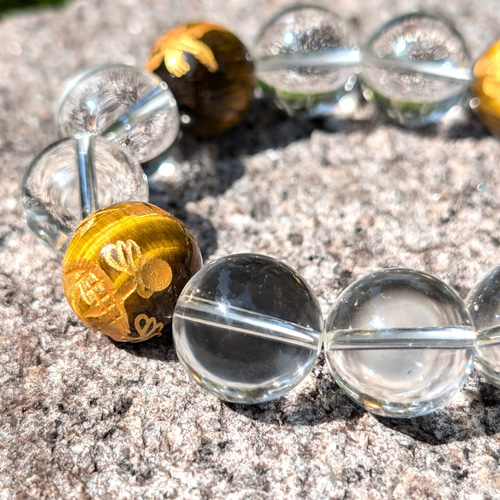 運命が好転する！金彫四神獣 タイガーアイ 本水晶 クリスタル