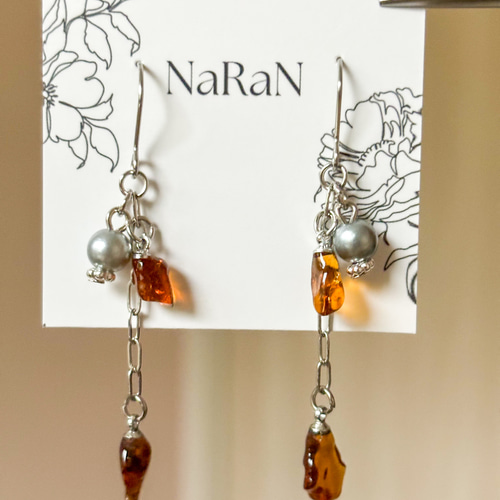 393≫シーグラスのロングピアス イヤリング ピアス（フック・チェーン 