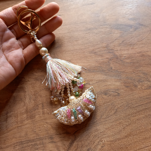 インド製 華やかラトカン大ぶりキーホルダー バッグチャーム