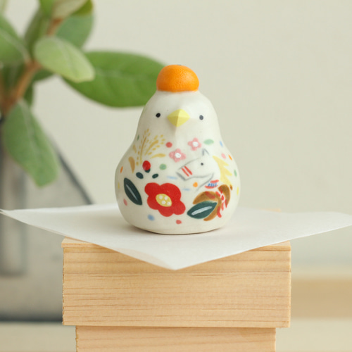 完売】鏡ひよこ2026 小鳥の置物 鏡餅（檜箱付き） 鏡餅 陶ノ鳥ひよこや