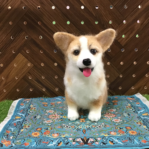 羊毛フェルト コーギーパピー2体セット コーギーパピー（お座り） 羊毛フェルト コーギー大好きママ 通販