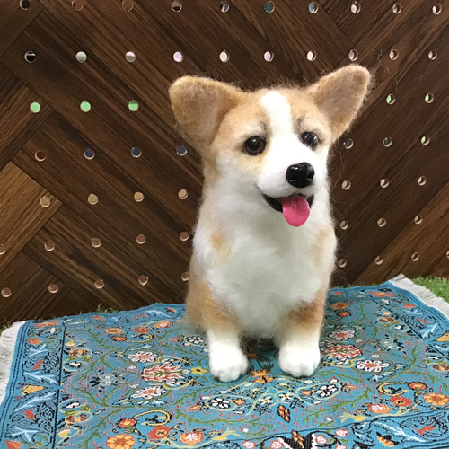 羊毛フェルト コーギーパピー2体セット コーギーパピー（お座り） 羊毛フェルト コーギー大好きママ 通販