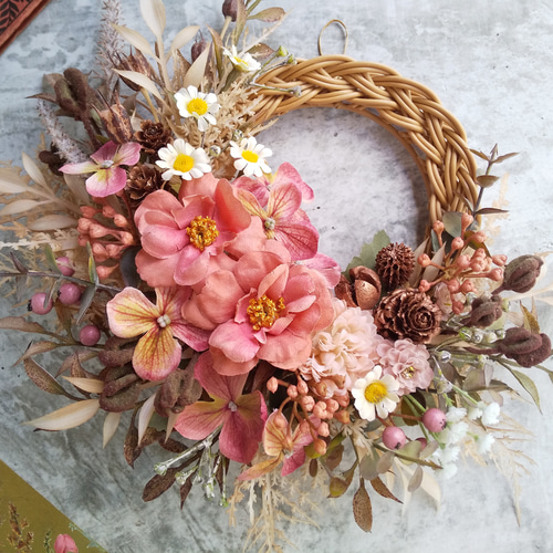 Lune Bonheur<jardin d'automne>*春フラワーリース*玄関 Lune Bonheur<jardin d'automne>*春フラワーリース*玄関
