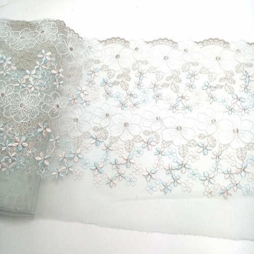ラスト❣️ 1.65m 花柄 全面刺繡 チュールレース ハンドメイド 生地