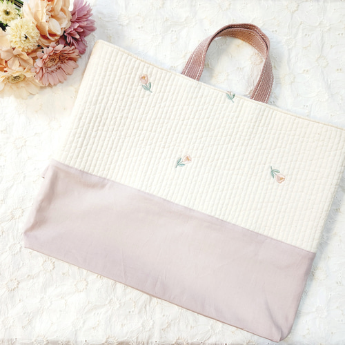 ヌビ レッスンバック 手提げ 女の子 花柄 入園入学 ハンドメイド