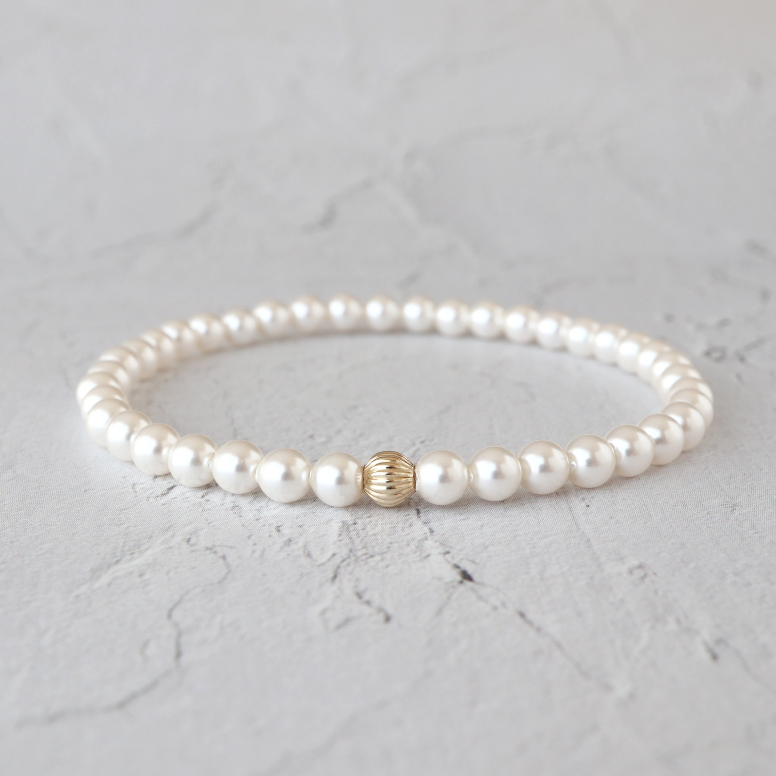 18Kパール クリスタル ブレスレット クリスタルパール ブレスレット (4mm) ブレスレット *sincerely