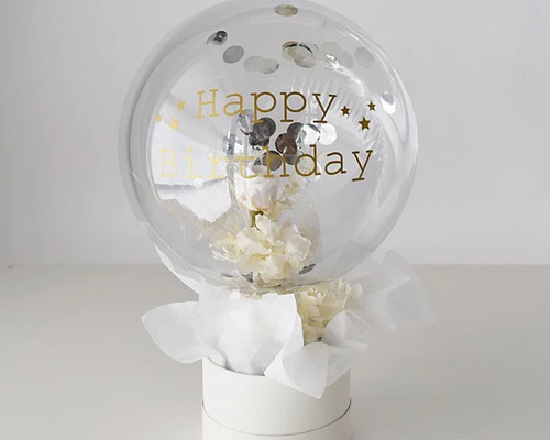 ◇自立型◇WHITE バルーンブーケ23cm（自立型）☆誕生日・1/2・お祝い