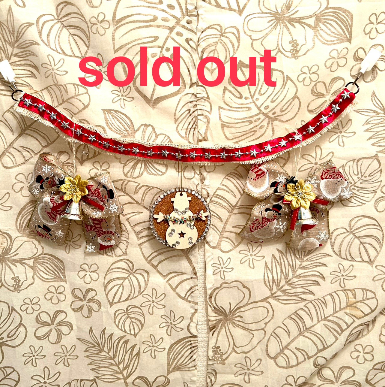 «568»◤完売しました◢＜     早割りガーランド*クリスマス*木製*自由自在*サンタクロース*リボン