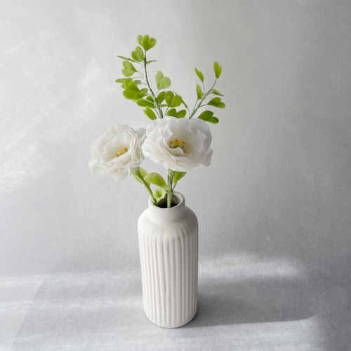 パンフラワー、紫陽花5種類とトルコキキョウ(樹脂粘土、ハンドメイド) 粘土ミニチュアあじさいの作り方/簡単にできる花瓶も紹介
