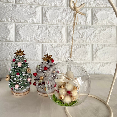 千日紅のミニツリー/ガラスドーム クリスマス クリスマスツリー