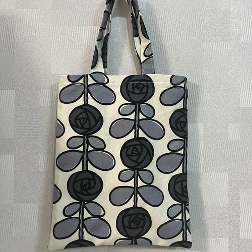 ハンドメイド ミニぺたんこトートバッグ トリコローズ ブラック