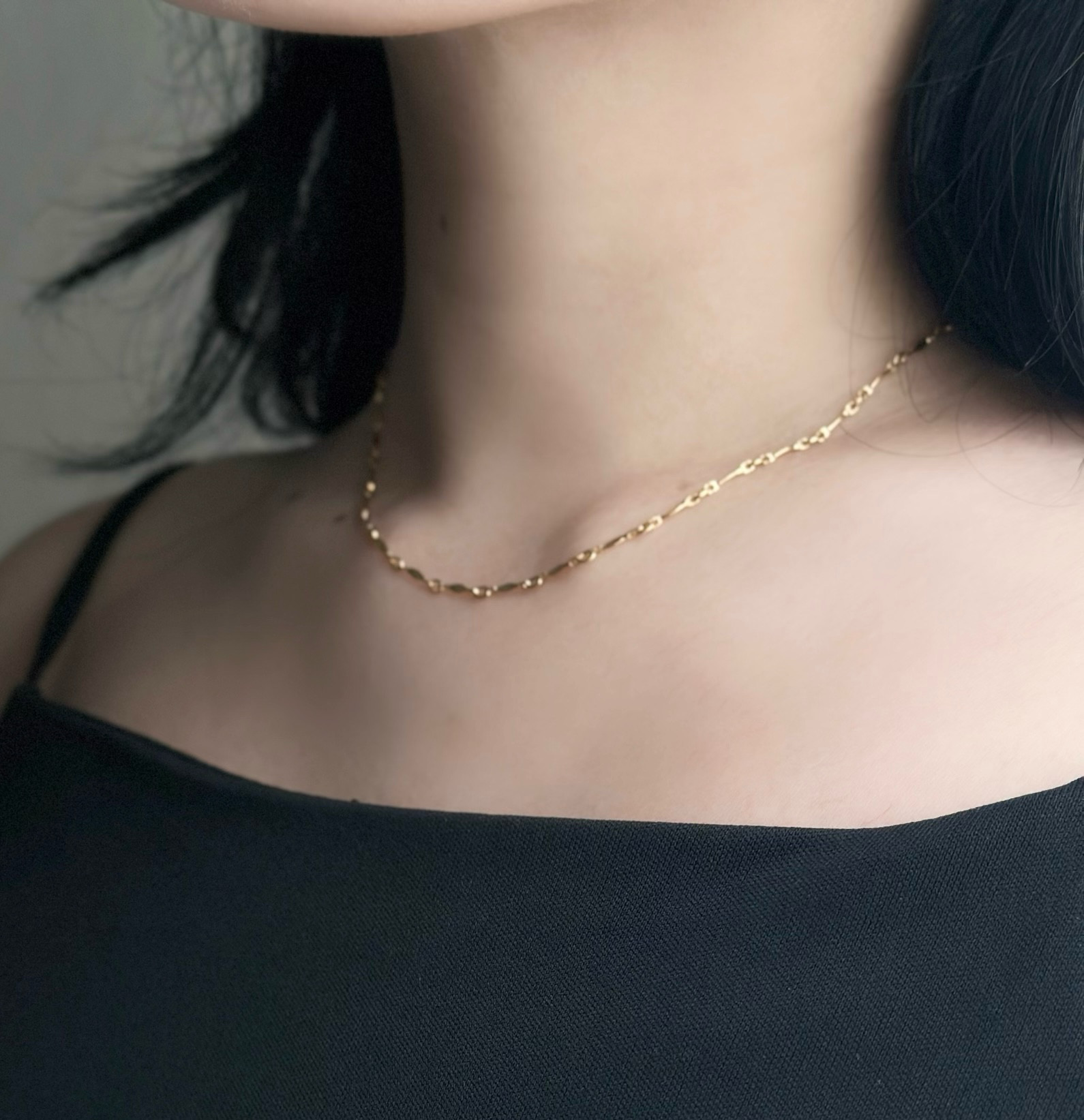 14kgf デザイン チェーン ネックレス ［ ゴールド 重ね付け ］