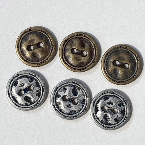 ボタン レトロ メタル 金属 シルバー アンティークゴールド 二つ穴