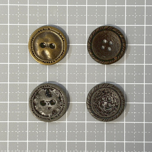 ボタン レトロ メタル 金属 シルバー ゴールド 二つ穴 四つ穴 メタル