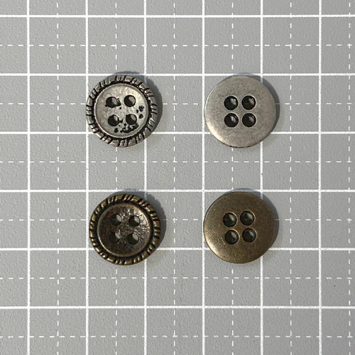 ボタン レトロ メタル 金属 シルバー ゴールド 四つ穴 メタル