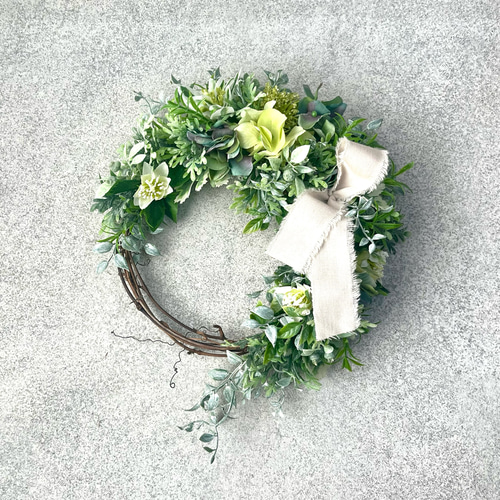 三日月クレッセントリース　ドライフラワーアレンジ　リース ホワイトグリーン 三日月クレッセントリース ドライフラワーアレンジ リース ホワイト