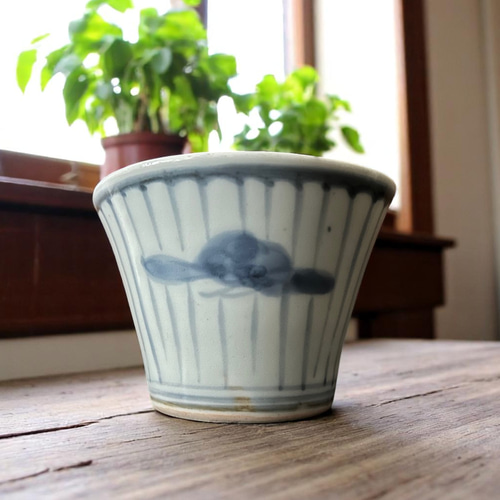 青**【SALE】【即決】古伊万里/染付松文蕎麦猪口/傷あり/江戸