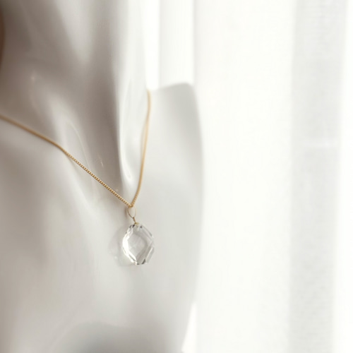 天然白水晶ネックレK18- 54mm つらら クォーツ/白水晶 K18 K18GP 天然石ネックレス