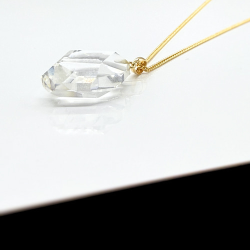 20mm ドロップ型 クォーツ/白水晶 K18 K18GP 天然石ネックレス