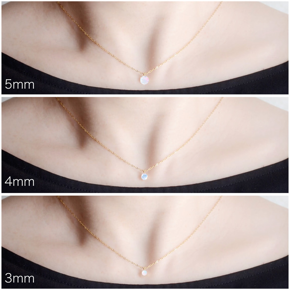 隨時佩戴！蛋白石單鑽項鍊，AAA級醫用不銹鋼，精緻的灰色膚色項鍊 第8張的照片