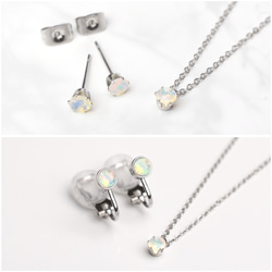 隨時佩戴！蛋白石單鑽項鍊，AAA級醫用不銹鋼，精緻的灰色膚色項鍊 第14張的照片